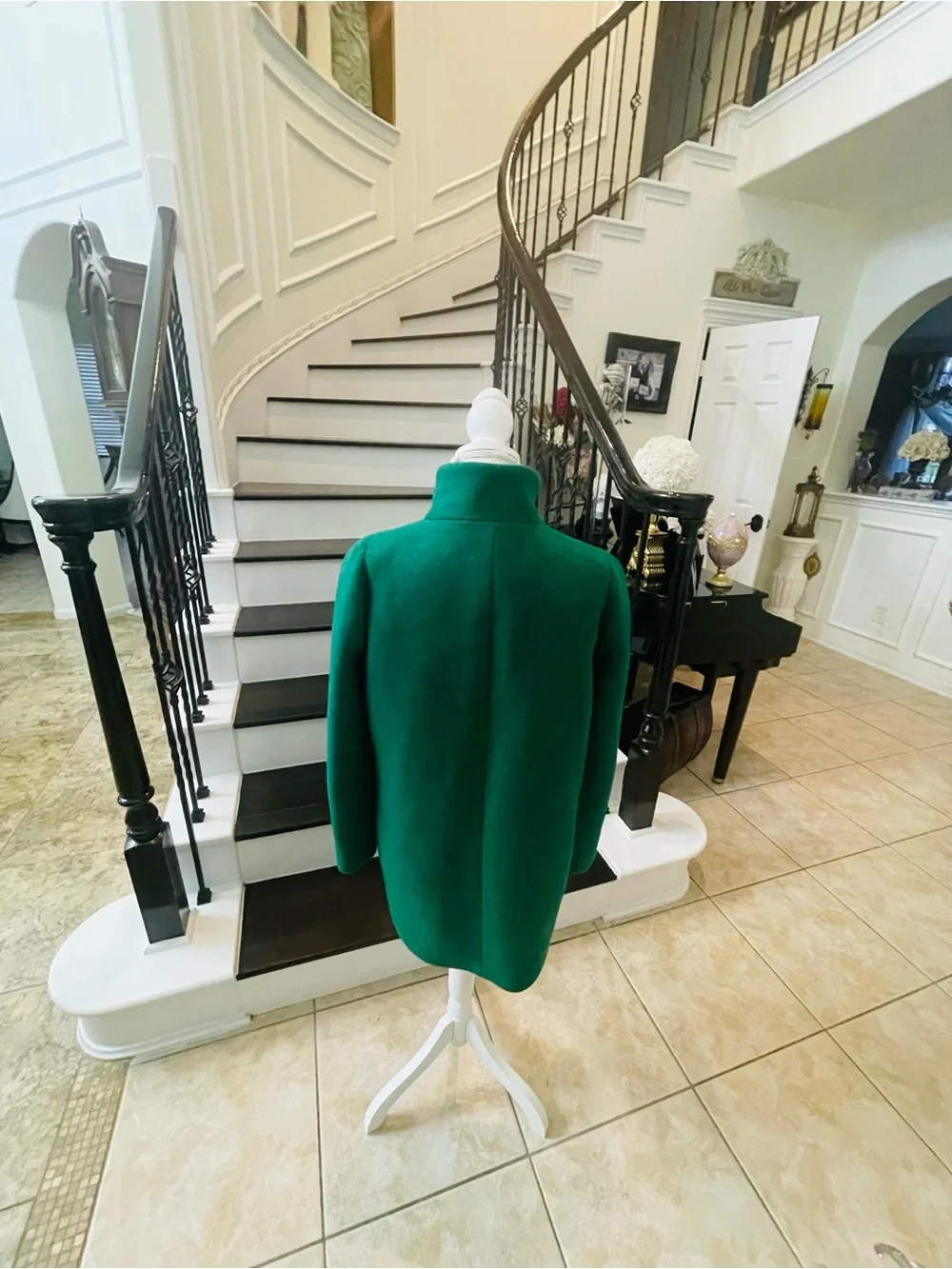 J. Crew Emerald Green Stand-Collar Wool Peacoat